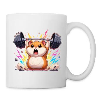 Kraft Hamster Gewichtheben - Tasse - Weiß - Rechts
