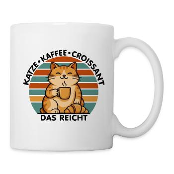 Katze Kaffee Croissant - Tasse - Weiß - Rechts