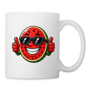 Watermelon with sunglasses and thumbs up - Mug - white - Right