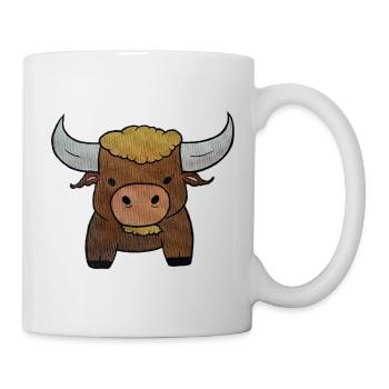 Cartoon Ox with Golden Mane - Mug - white - Right