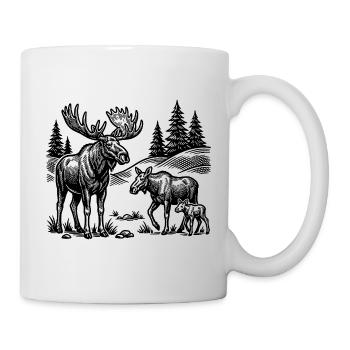 T-Shirt Moose Family Moose Hunter Motif Forest - Mug - white - Right