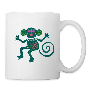 Old Mexican symbol with jungle monkey - Mug - white - Right