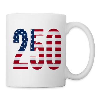 250 American Flag 4th Of July Happy Birthday - Tasse - Weiß - Rechts