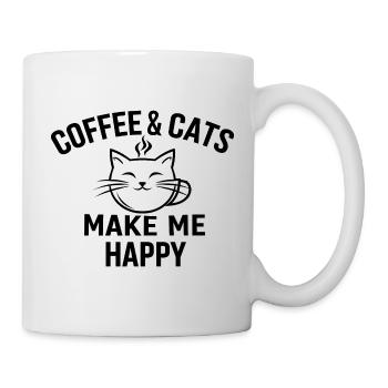 Le café et les chats me rendent heureux, Kaffee Katze - Mug blanc - blanc - Droite