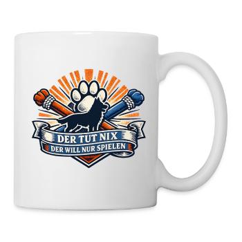 Pfote Banner Der tut nix - Tasse - Weiß - Rechts
