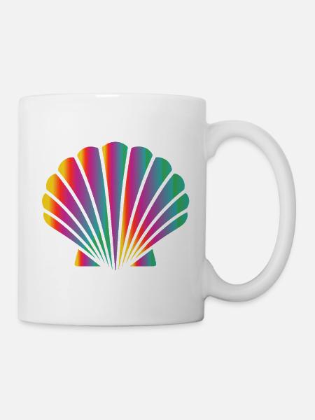 Bunte Muschel | Maritimes Kunstmotiv - Tasse - Weiß