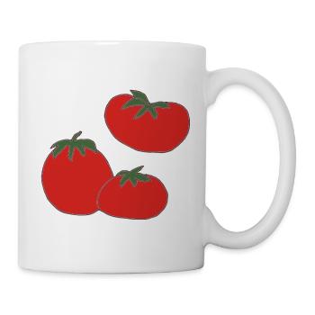 Rote Tomaten Trio Druck - Tasse - Weiß - Rechts