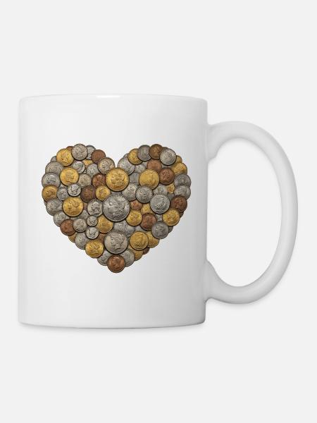 Herz aus Münzen - Tasse - Weiß