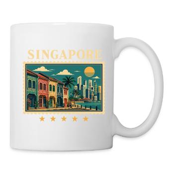 Singapur Tropische Vintage Reise - Tasse - Weiß - Rechts