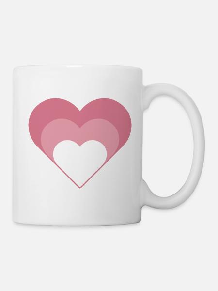 Layered Hearts | Pink Heart Design - Mug - white