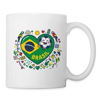 Brasilien Herzball Fußballfreude - Tasse - Weiß - Rechts