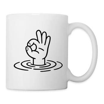 OK Zeichen Hand Wellen - Tasse - Weiß - Rechts