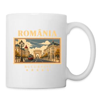 Rumänien Bukarest Vintage Reisemarke - Tasse - Weiß - Rechts