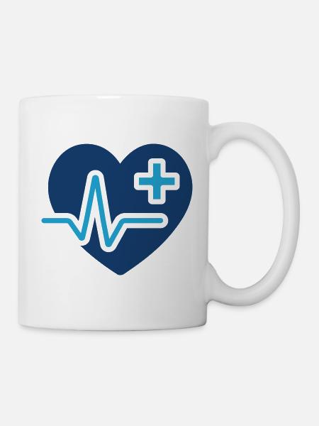Medical Heart Line Icon Gesundheits-EKG Vektor Symb - Tasse - Weiß