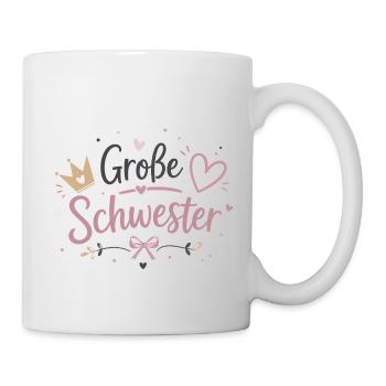 Große Schwester Herz Krone Design - Tasse - Weiß - Rechts