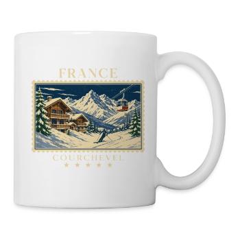 Frankreich Courchevel Vintage Reisemarke - Tasse - Weiß - Rechts