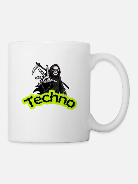 Neon Grim Techno Schädel - Tasse - Weiß