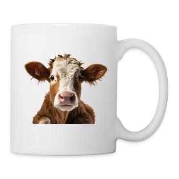 Visage de vache : Curiosité sur le pâturage - Mug blanc - blanc - Droite