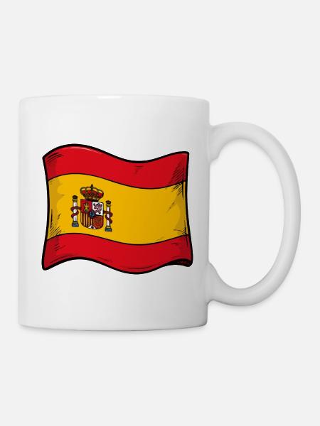 Spanische Flagge Cartoon Stil - Tasse - Weiß