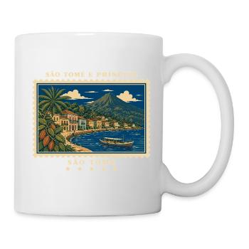 São Tomé und Príncipe São Tomé Vintage Reisemarke - Tasse - Weiß - Rechts