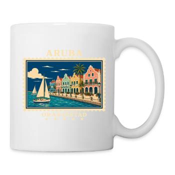 Aruba Oranjestad Vintage Reisemarke - Tasse - Weiß - Rechts