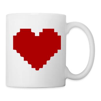 Rotes Herz rot Pixelherz Geschenk  - Tasse - Weiß - Rechts
