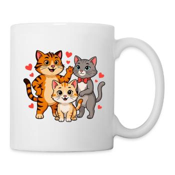 Lustige Katzenfamilie - Tasse - Weiß - Rechts