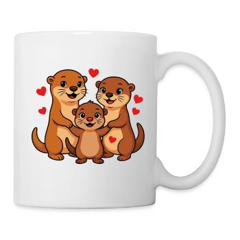 Otterfamilie - Tasse - Weiß - Rechts