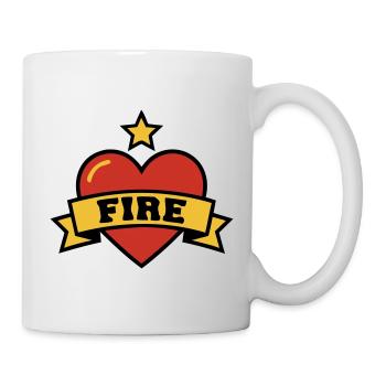Feuerwehr Herz Fire Wappen - Tasse - Weiß - Rechts