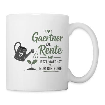 Gärtner in Rente – Gießkanne & Spruch – Geschenk - Tasse - Weiß - Rechts