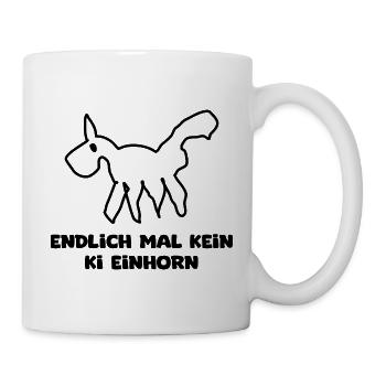 Endlich mal kein KI einhorn - Tasse - Weiß - Rechts