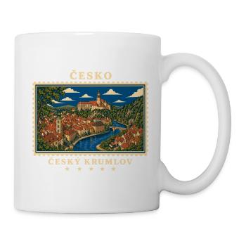 Tschechien Český Krumlov Vintage Reisemarke - Tasse - Weiß - Rechts