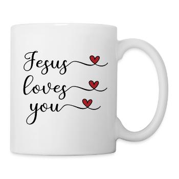 Jesus liebt dich süß Typografie mit Herz - Tasse - Weiß - Rechts