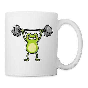 Süßer Frosch beim Fitness Training Cartoon - Tasse - Weiß - Rechts