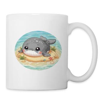 Wal auf Sandbank im Meer - Tasse - Weiß - Rechts
