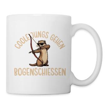 Bogensport Coole Jungs gehen Bogenschiessen - Tasse - Weiß - Rechts