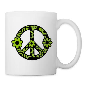 Peace Zeichen Blumen Icon - Tasse - Weiß - Rechts