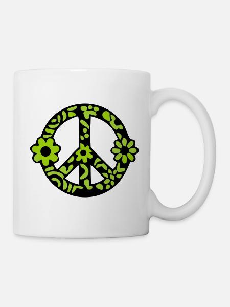 Peace Zeichen Blumen Icon - Tasse - Weiß