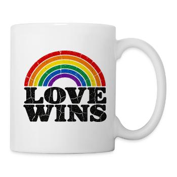 Love Wins Regenbogen CSD Vintage Spruch - Tasse - Weiß - Rechts