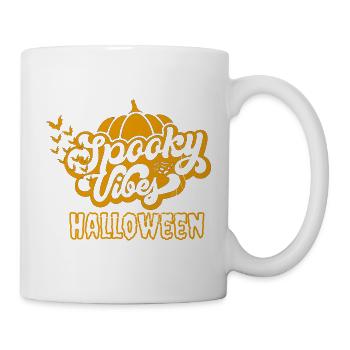 Spooky Vibes Halloween Kürbis Fledermaus Design - Tasse - Weiß - Rechts