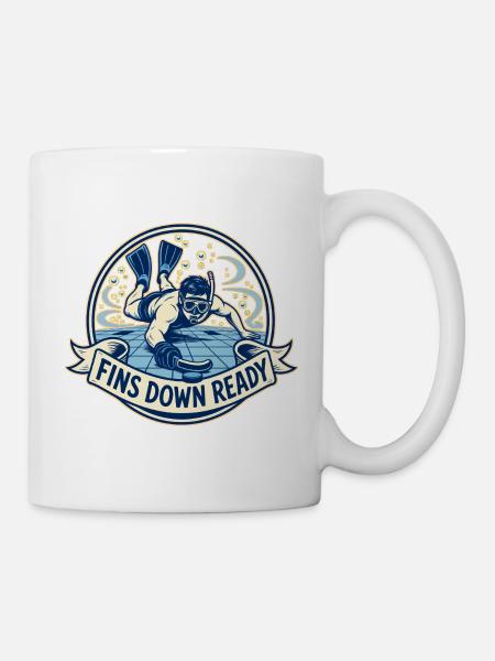 FINS DOWN READY - Tasse - Weiß