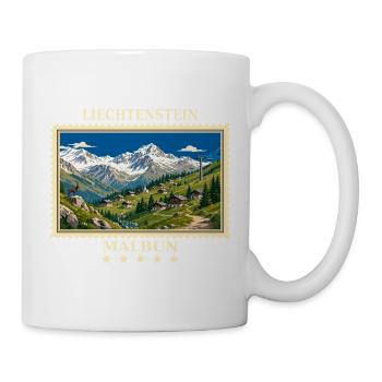 Liechtenstein Malbun Vintage Reisemarke - Tasse - Weiß - Rechts