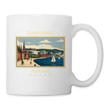 Dänemark Aarhus Vintage Reisemarke - Tasse - Weiß - Rechts