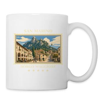 San Marino Borgo Maggiore Vintage Reisemarke - Tasse - Weiß - Rechts