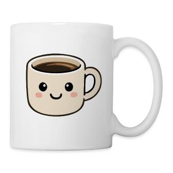Süßer lächelnder Kawaii-Kaffeetassen-Cartoon - Tasse - Weiß - Rechts