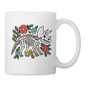 Triceratops Skelett mit Blumen - Tasse - Weiß - Rechts