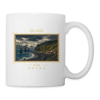 Island Vík Vintage Reisemarke - Tasse - Weiß - Rechts