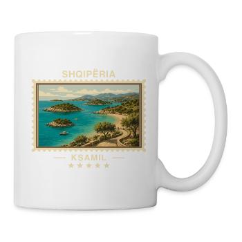 Albanien Ksamil Vintage Reisemarke - Tasse - Weiß - Rechts