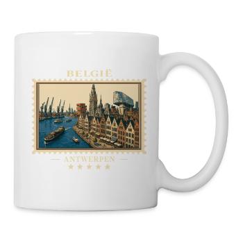 Belgien Antwerpen Vintage Reisemarke - Tasse - Weiß - Rechts