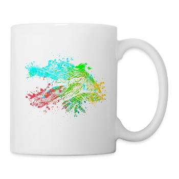 Splash Art Wildes Krokodil - Tasse - Weiß - Rechts